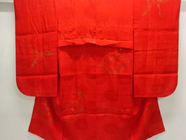 JAPANESE KIMONO / ANTIQUE KINSAGO CRANE PATTERN JUBAN (WITH EMBROIDERY